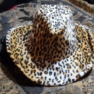 Western or Safari Style Leopard Skin Fur Hat